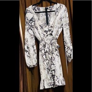 Animal Print Ruffle Faux Wrap Dress